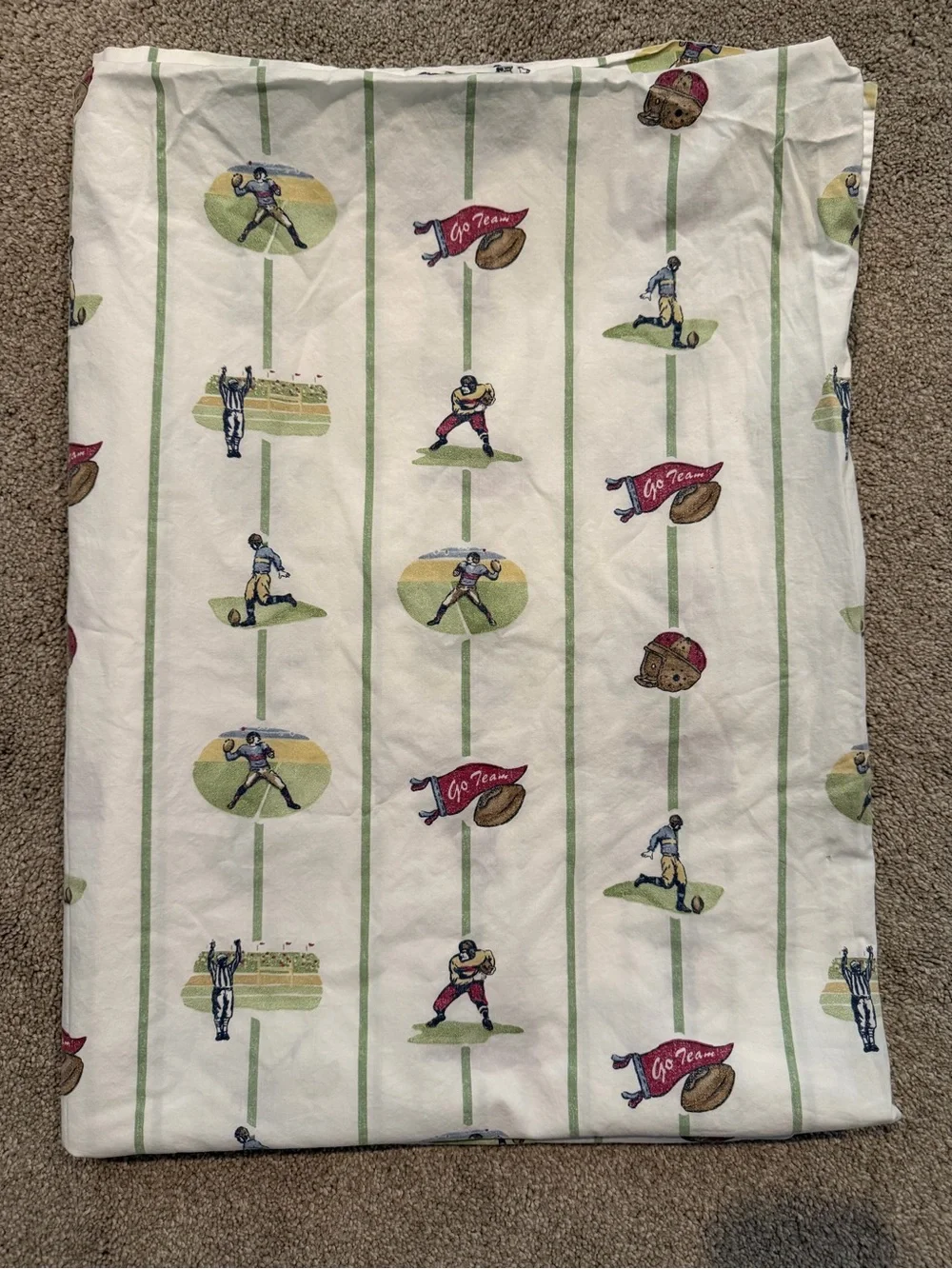 Pottery Barn Kids Vintage Football Field Print Flat Sheet Only - See picture